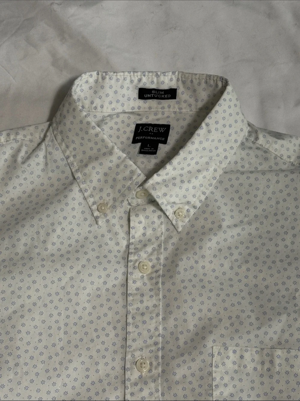 J. Crew White Button-Down Shirt with Subtle Microprint - Picture 2 of 6
